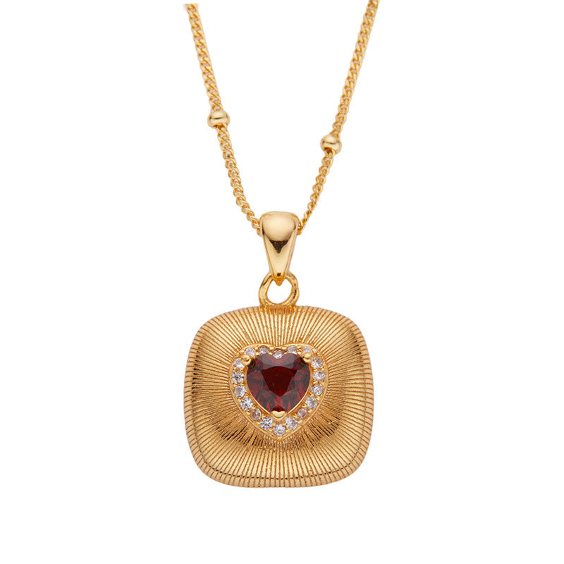 S925 Sterling Silver Natural Garnet Pendant