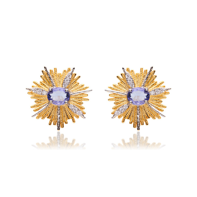 S925 Sterling Silver Natural Tanzanite Earrings