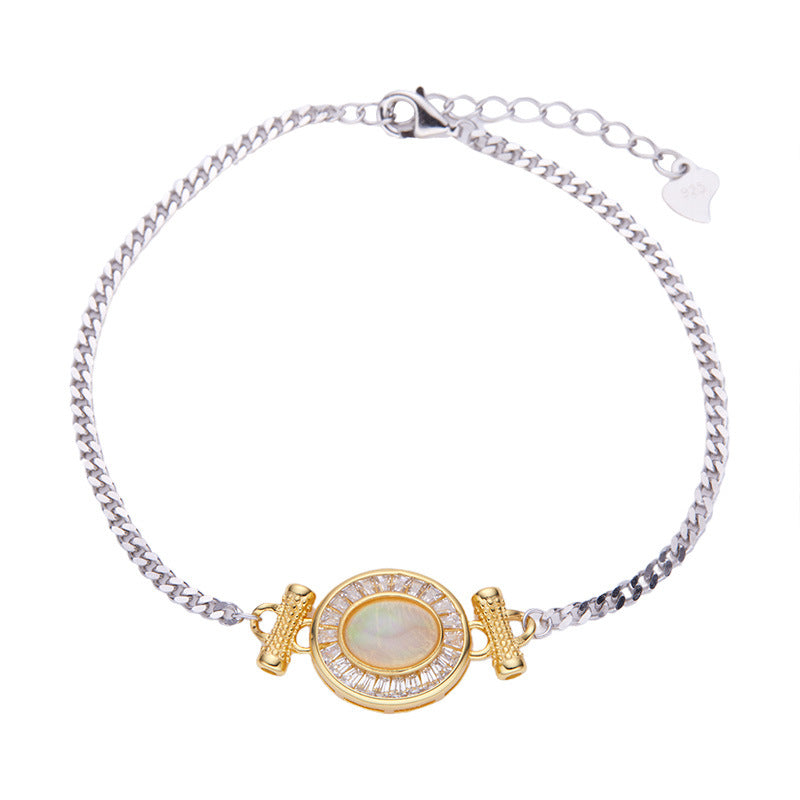 S925 Sterling Silver Natural Opal Bracelet