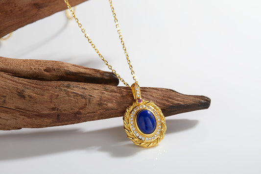 S925 Sterling Silver Natural Blue Apatite Necklace
