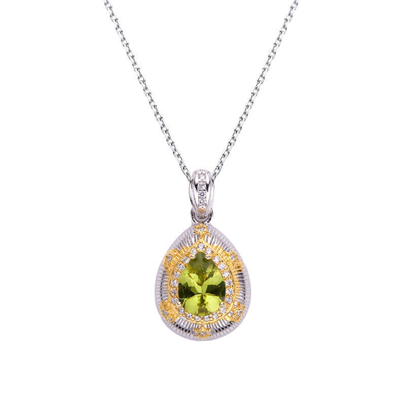 925 Sterling Silver Natural Olivine Necklace