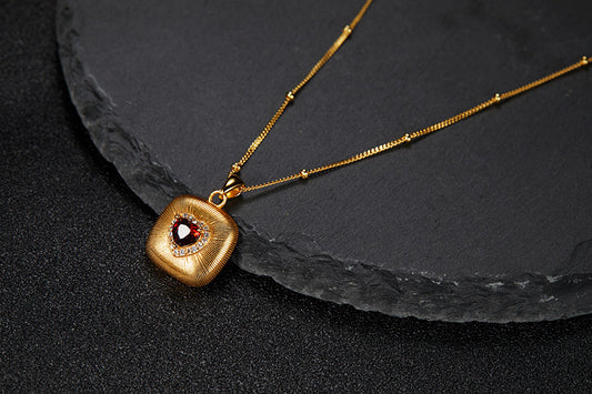S925 Sterling Silver Natural Garnet Pendant