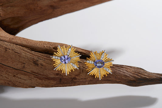 S925 Sterling Silver Natural Tanzanite Earrings