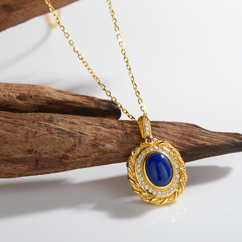 S925 Sterling Silver Natural Blue Apatite Necklace