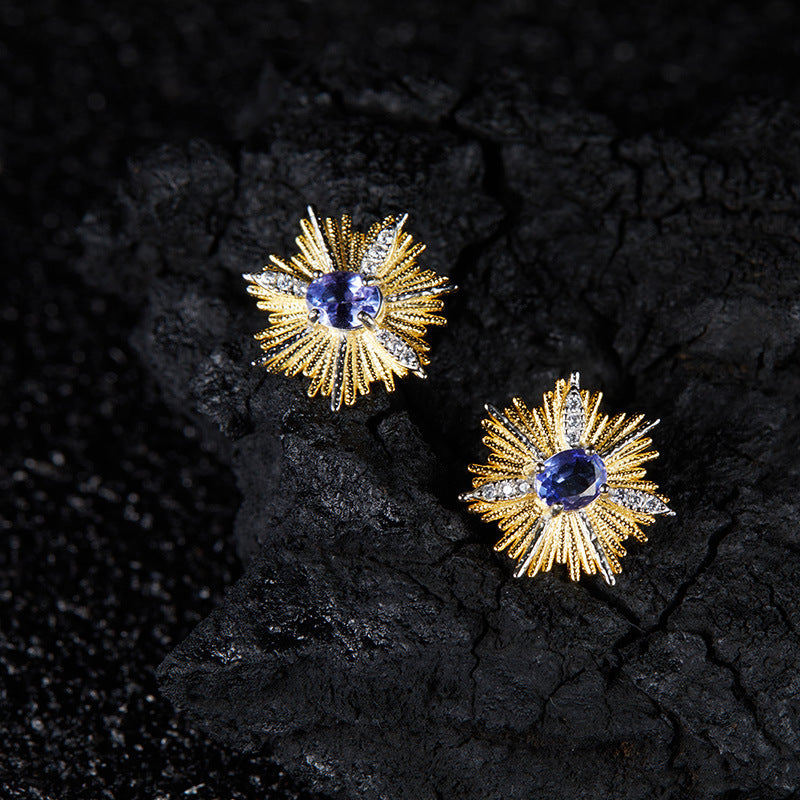 S925 Sterling Silver Natural Tanzanite Earrings
