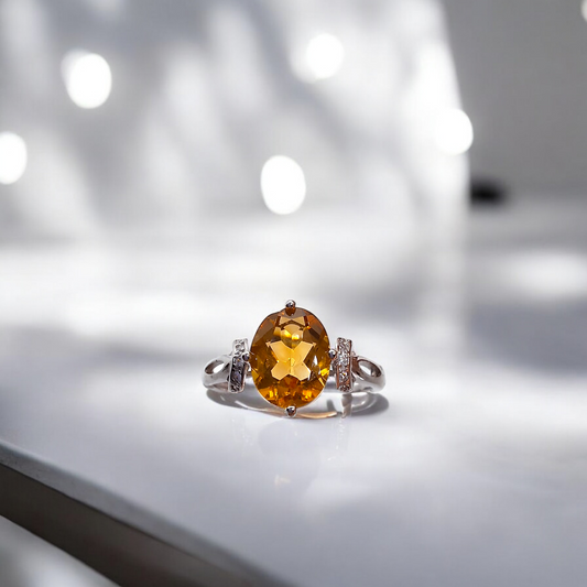S925 Silver Citrine Ring SKU-2311SYJ37R7783