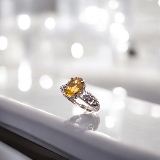S925 Silver Citrine Ring SKU-2311LLJ68R13141