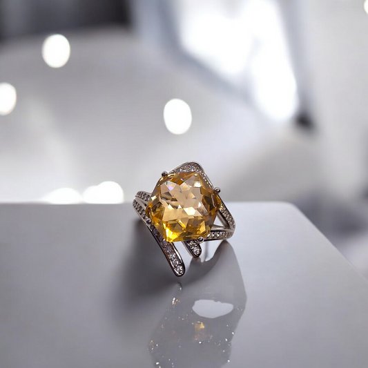 S925 Silver Citrine Ring SKU-2312DFZ95R18043