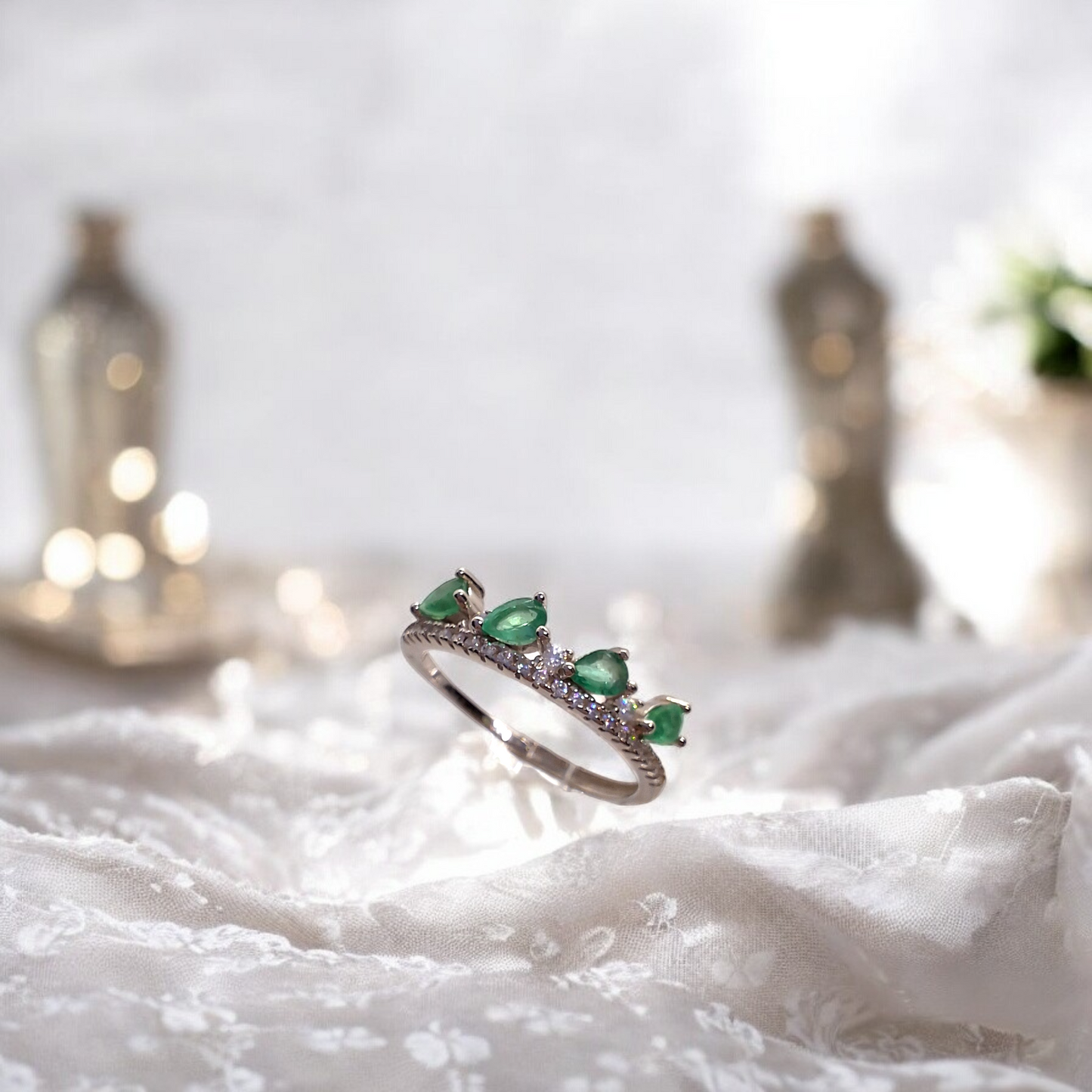 S925 Silver Emerald Ring SKU-2312DFZ95R18069